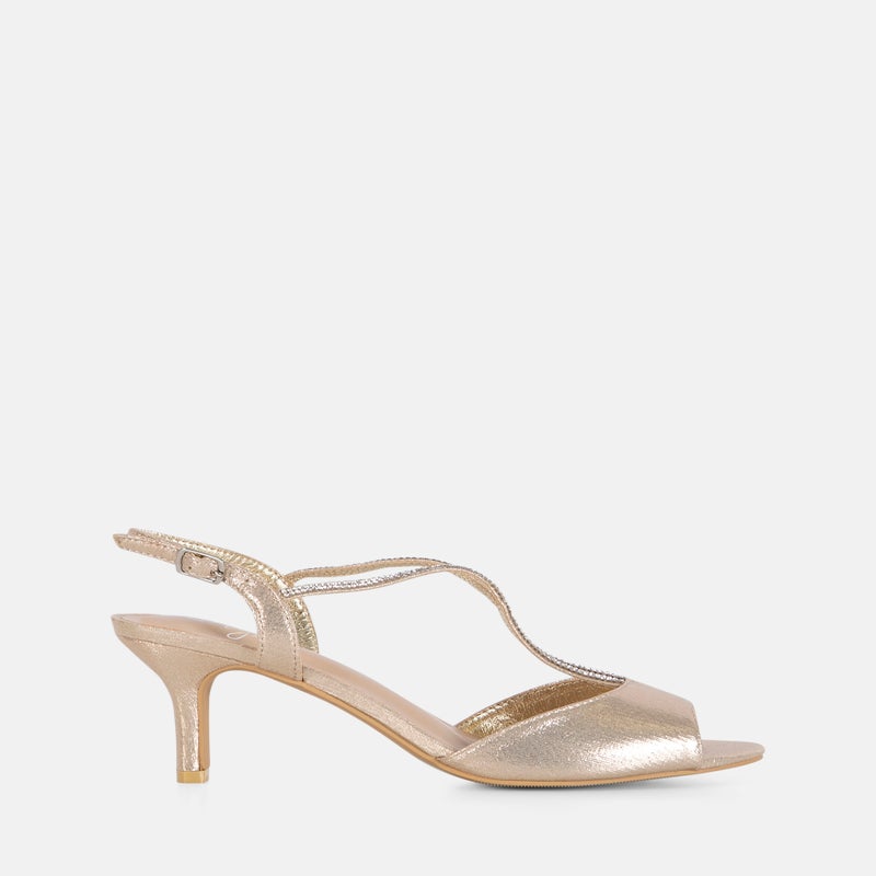 Della Vybe Low Slingback Dress Heel Diamante Trim Women's