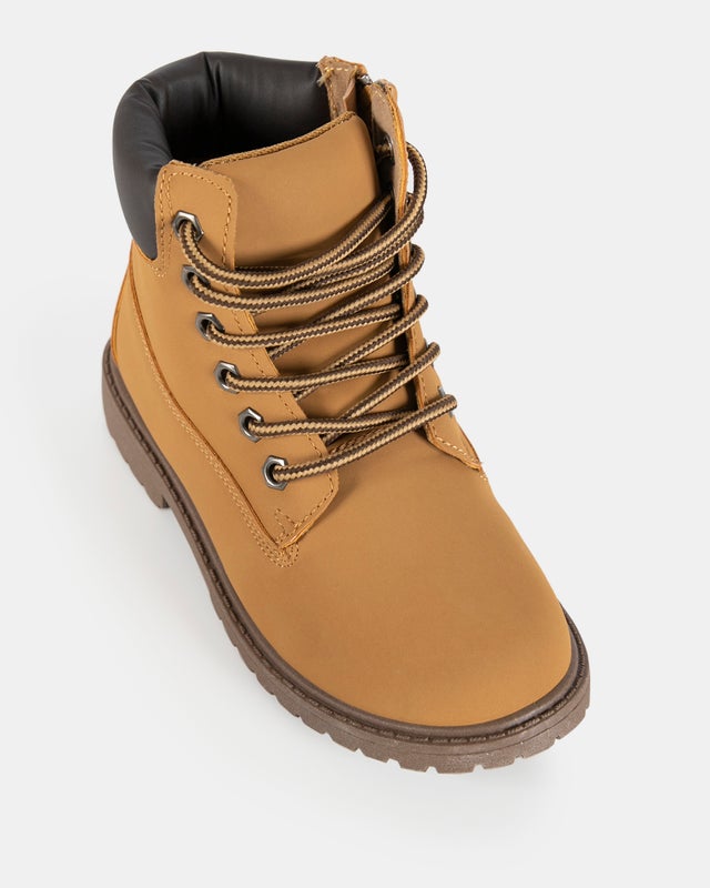 Stylish wheat lace-up boys boots from Spendless AU durable and comfortable boots for active boys.