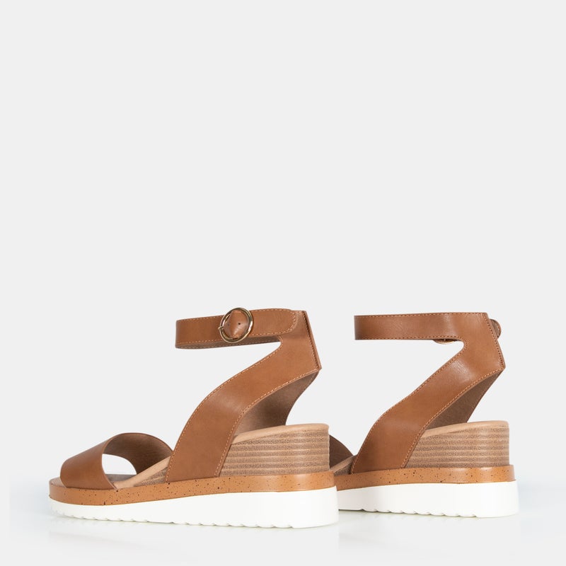 Jo Mercer Ladies Tan Leather Wedge Sandals Jo Mercer Tan Wedges